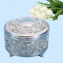 Chrome Plated Round Shape Metal Jewelry Packing Box